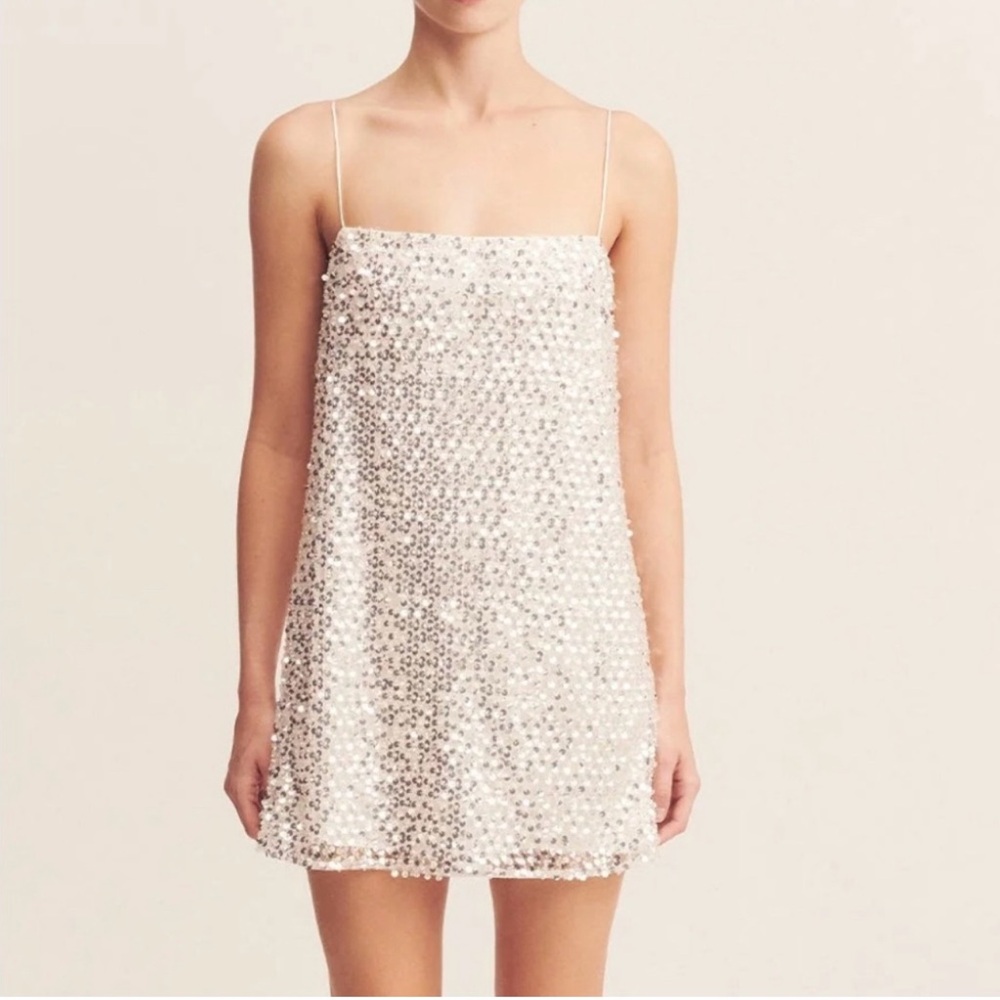 Shona Joy White Sequin Mini Dress